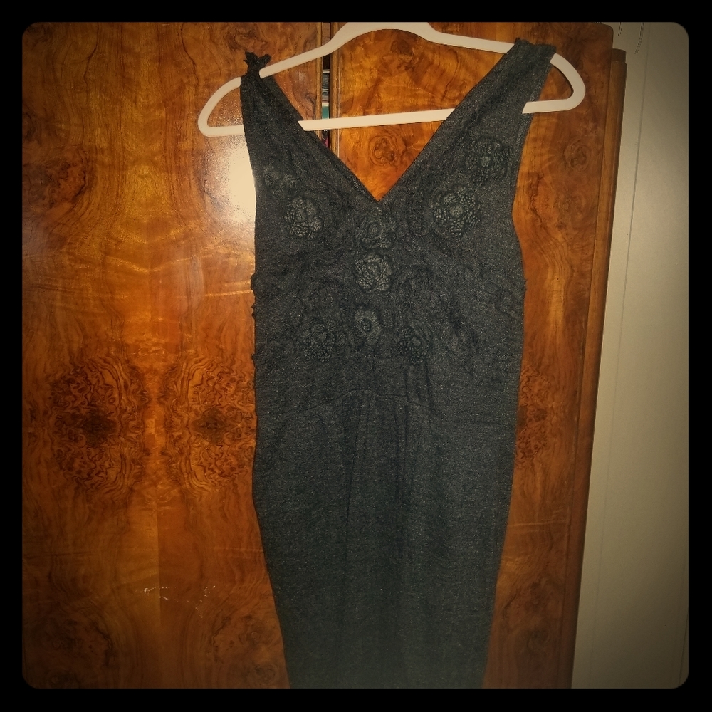 Blackish grey dress, size medium with flowers